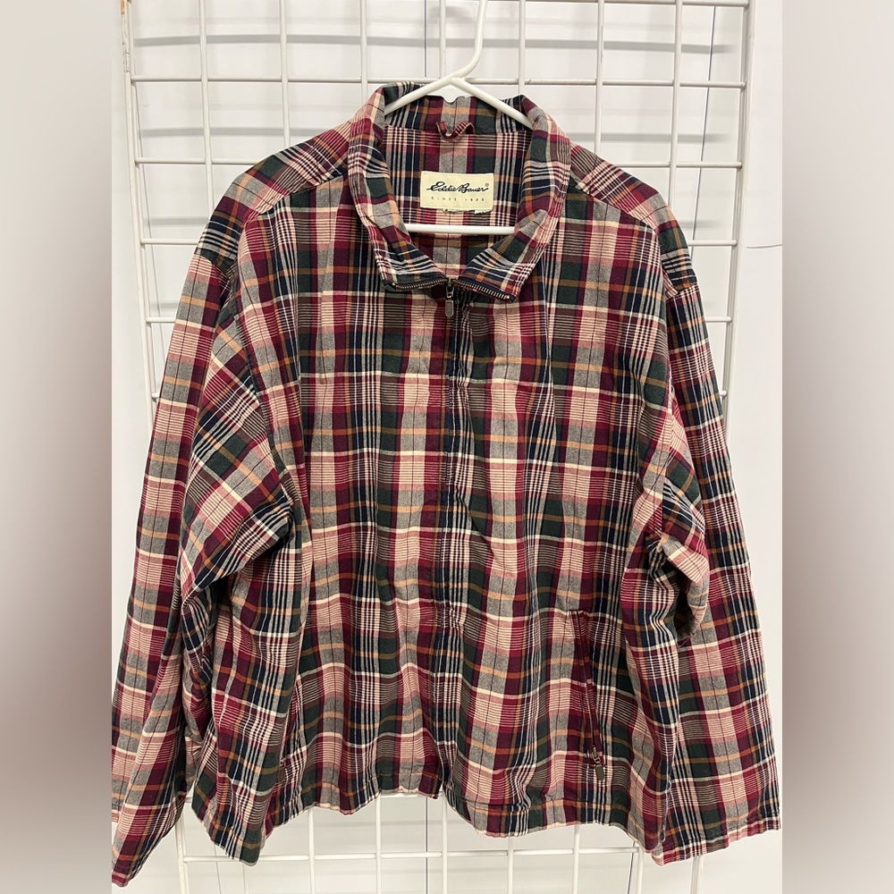 Eddie Bauer Vintage Zip Plaid Lightweight Shacket
